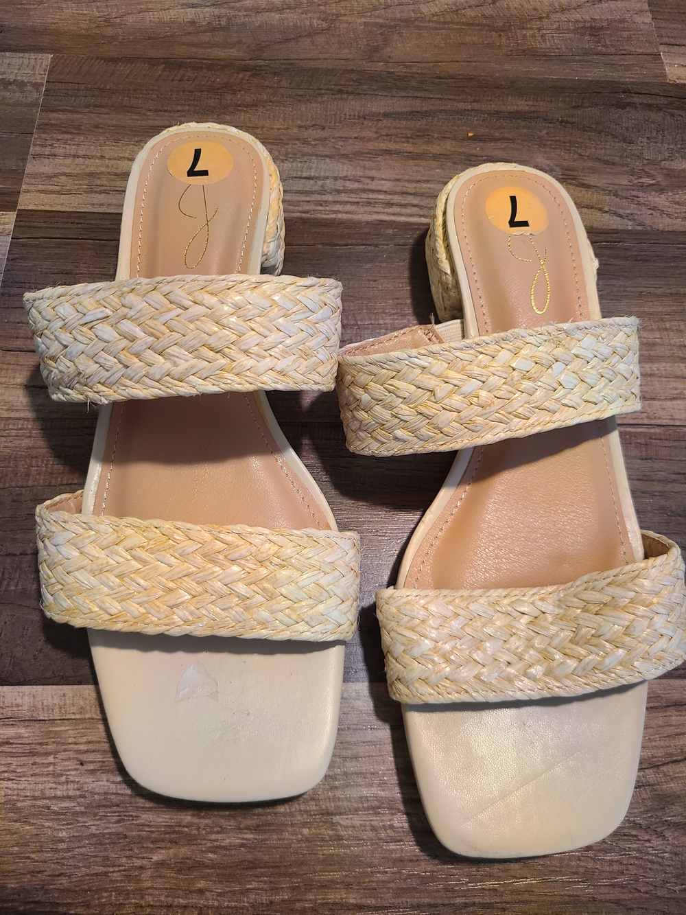 Woven Double-Strap Slide Sandals - Cream
